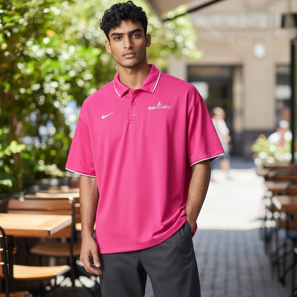 Nike Dri-Fit Polo Men Sz‎ XL Pink BSN Sports Preppy Tennis Athleisure Sportswear